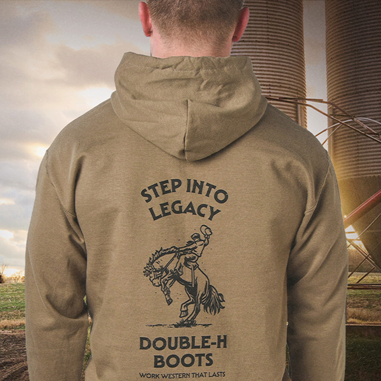 Step Into Legacy Pullover Hoodie in tan.